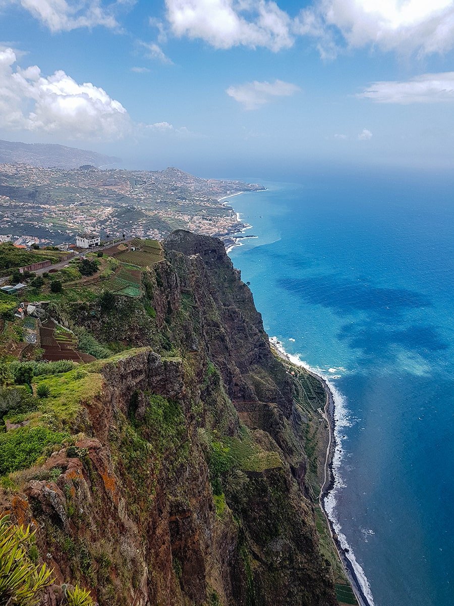 Dramatic landscape with high cliffs and the ocean
