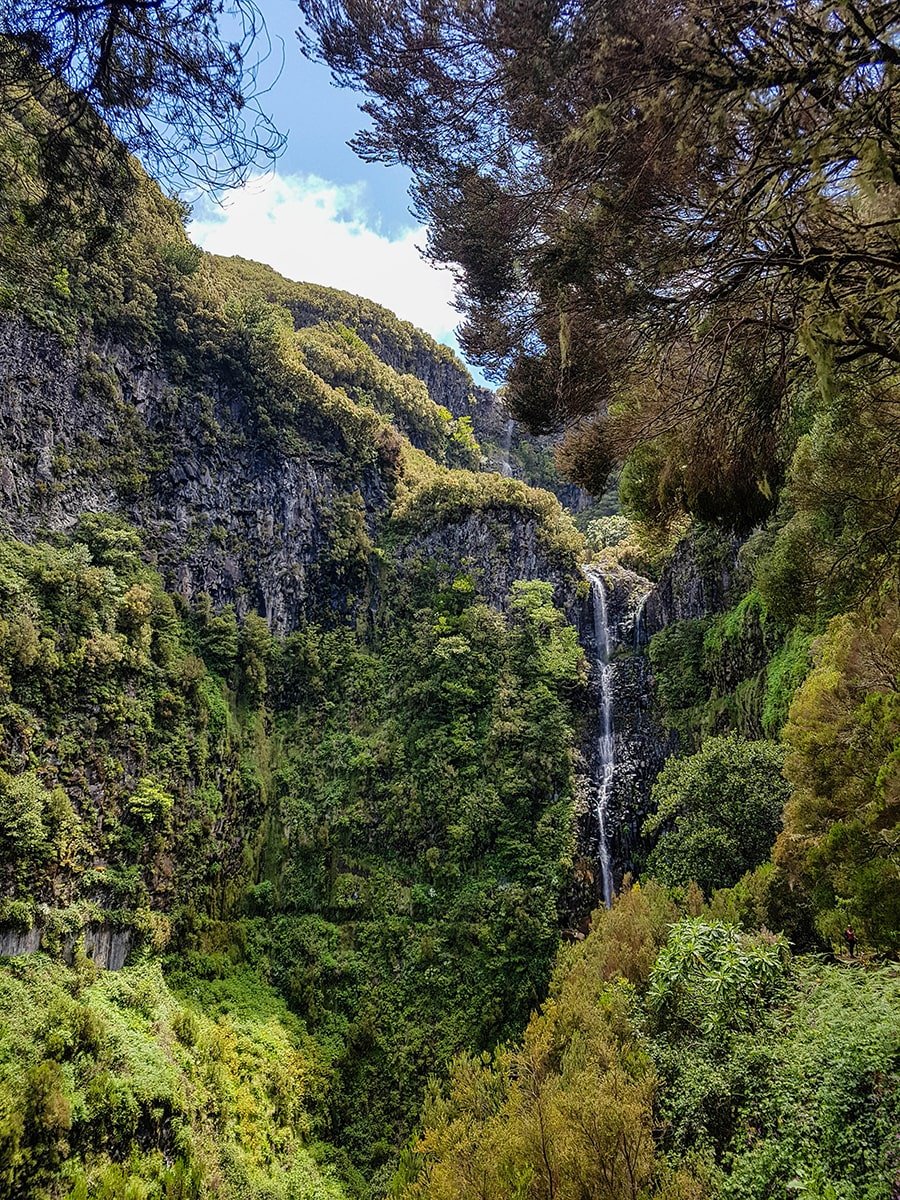 Beautiful waterfall at Levada do Risco Madeira