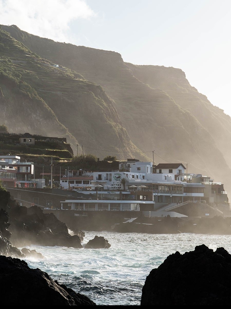 Sunset at the natural pools in Madeira