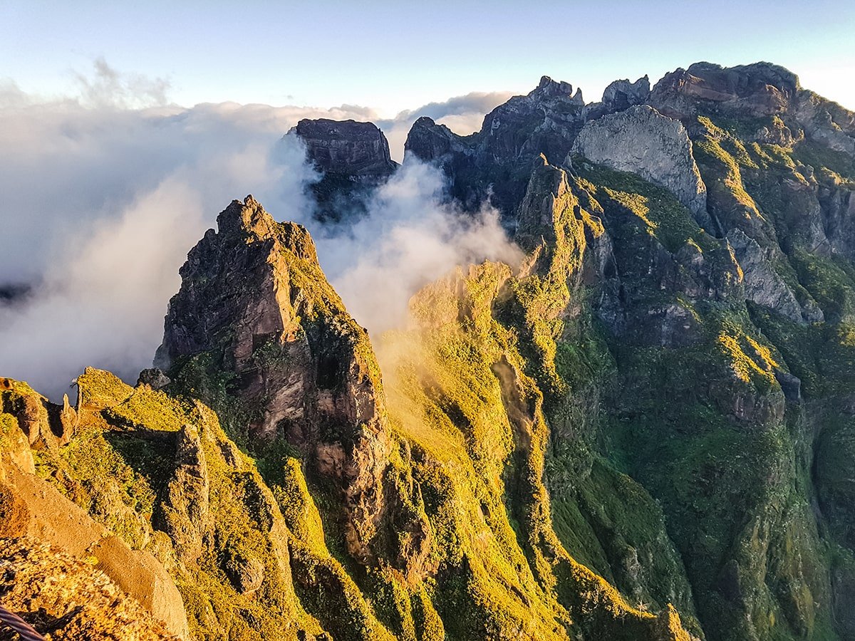 Sunrise and mountain peaks