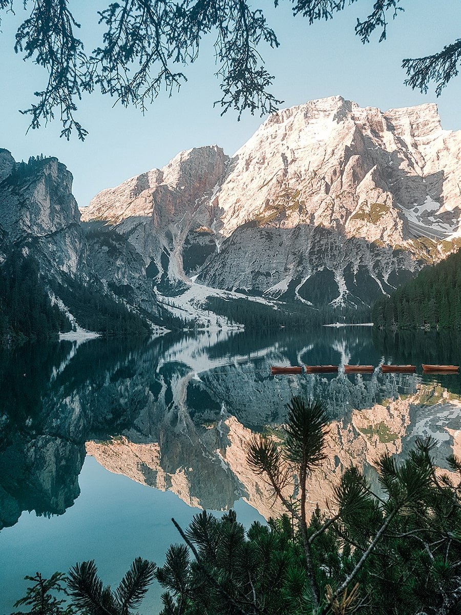 Lake Braies with boats