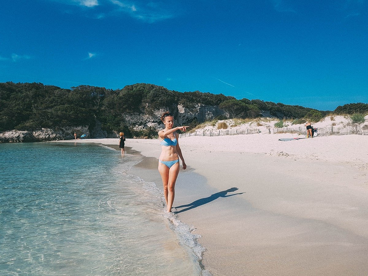Blue water and fine sand