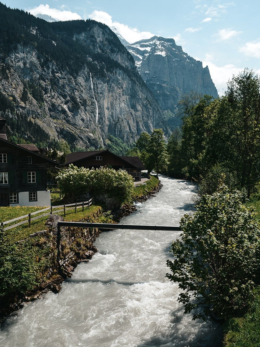 Crossing river in Lauterbrunnen