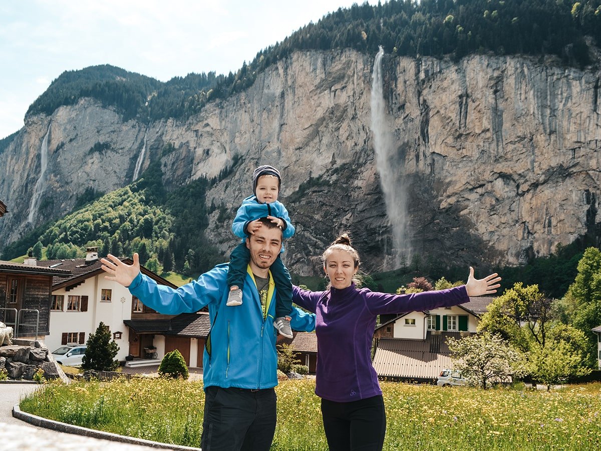 Us in front of the waterfall