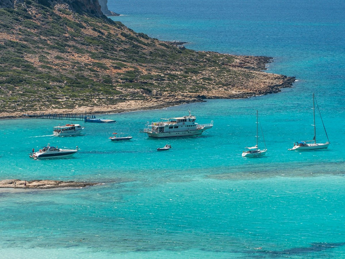 Arriving by boat at the Balos beach