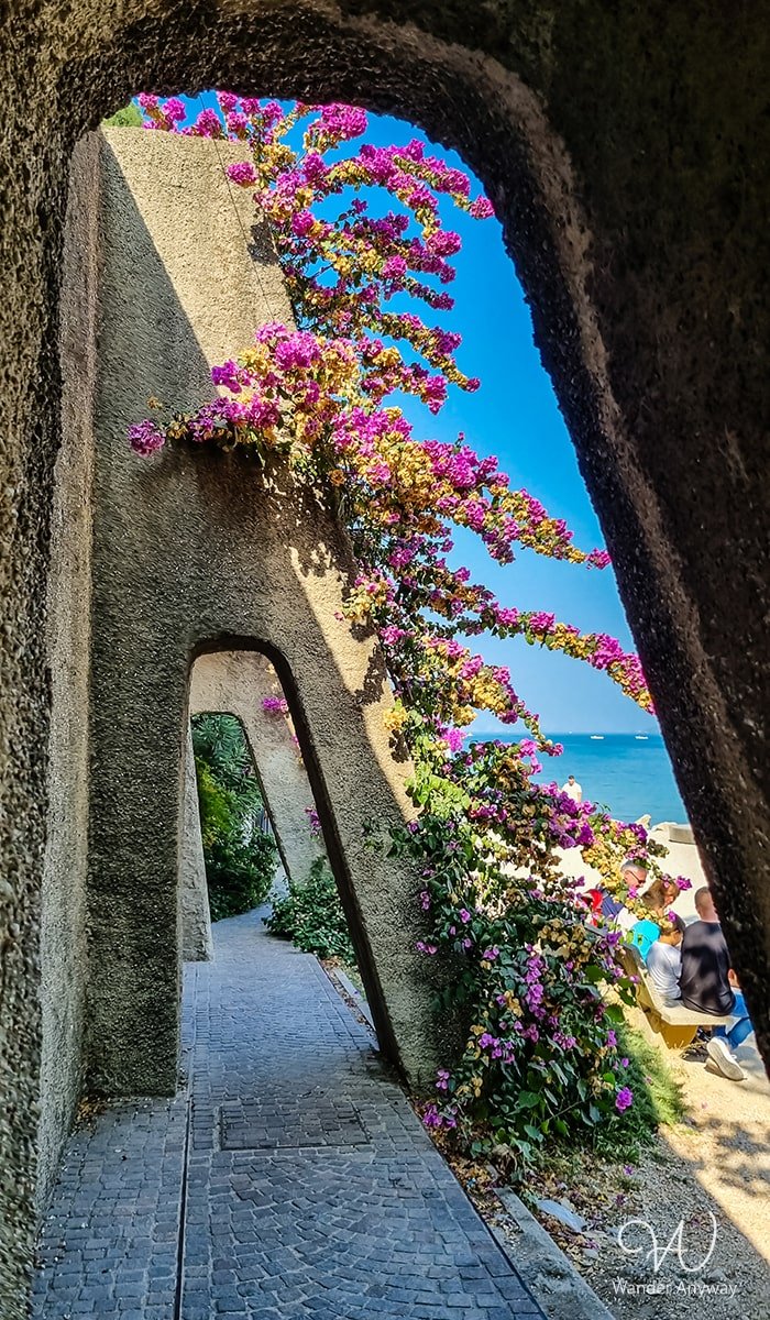 Lake Garda shore with flowers