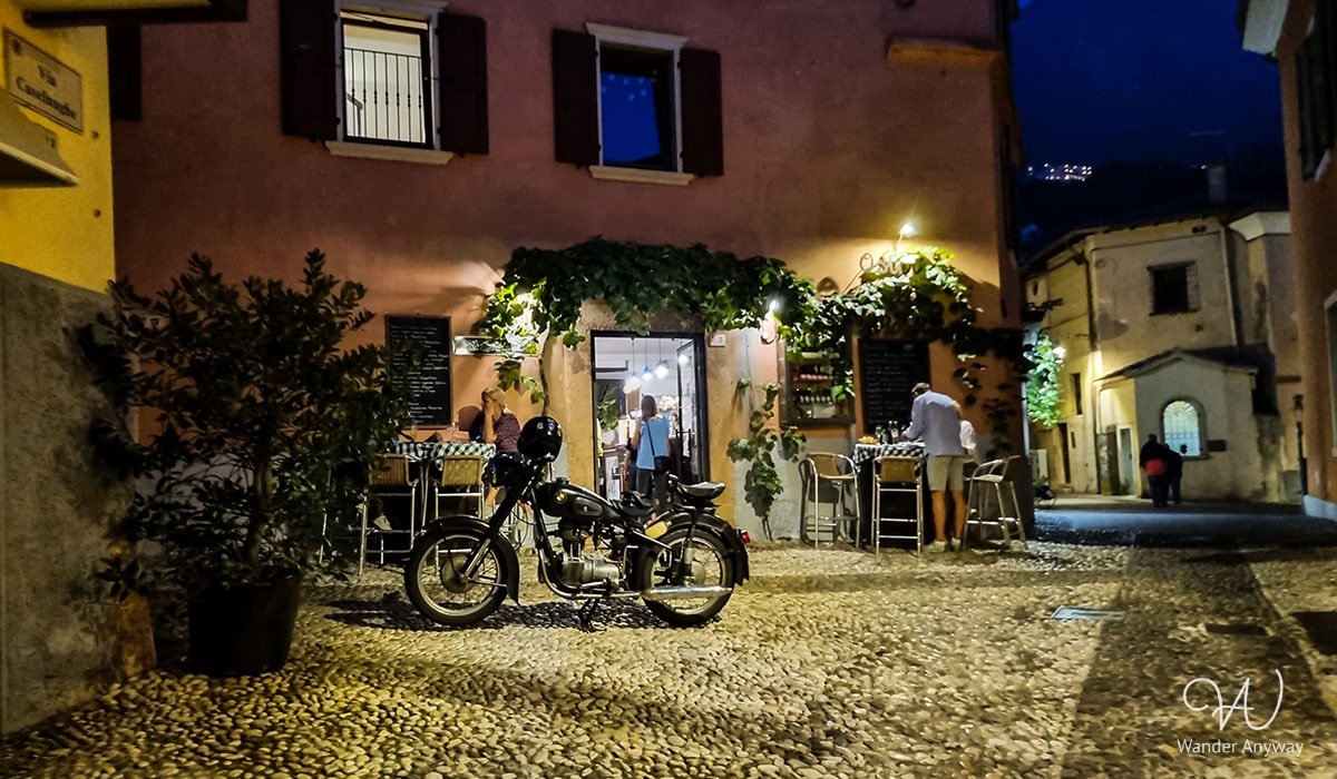 Motorbike in Malcesine at night