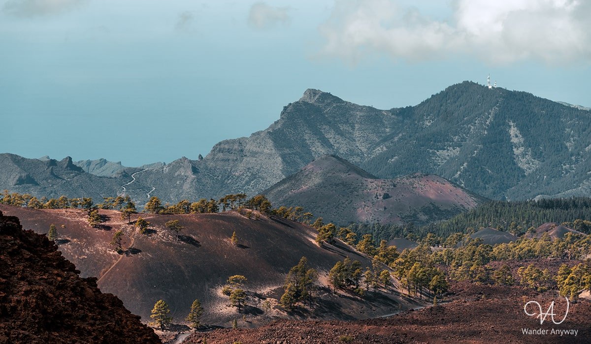 Lava fields and diverse terrain seen from Mirador de Samara