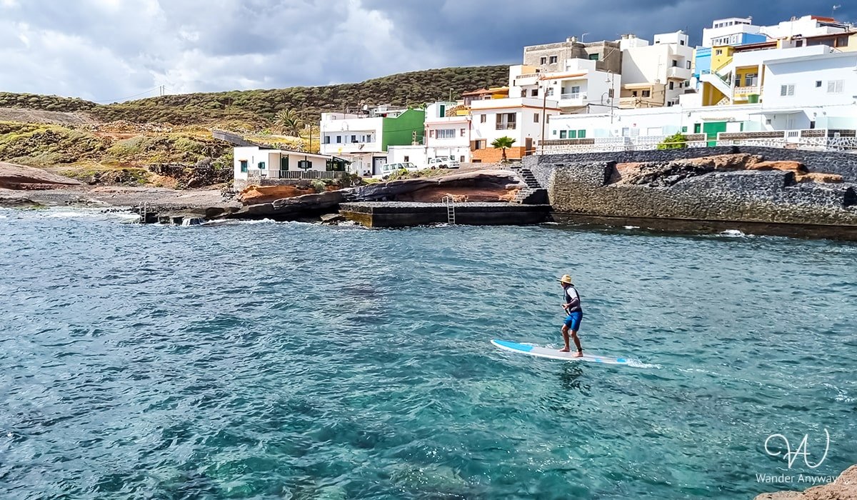 Small beach with black volcanic sand in San Juan de la Rambla, Tenerife.