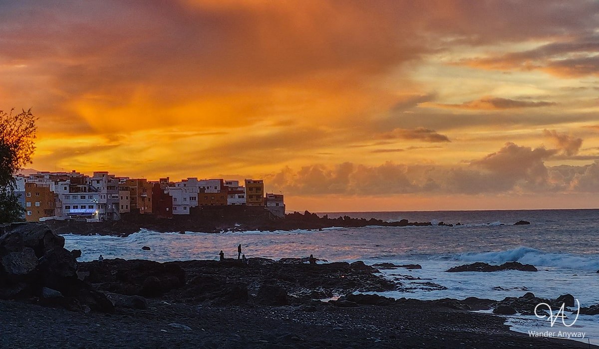 Sunset at Castillo or Jardin beach (Best beaches in Tenerife)