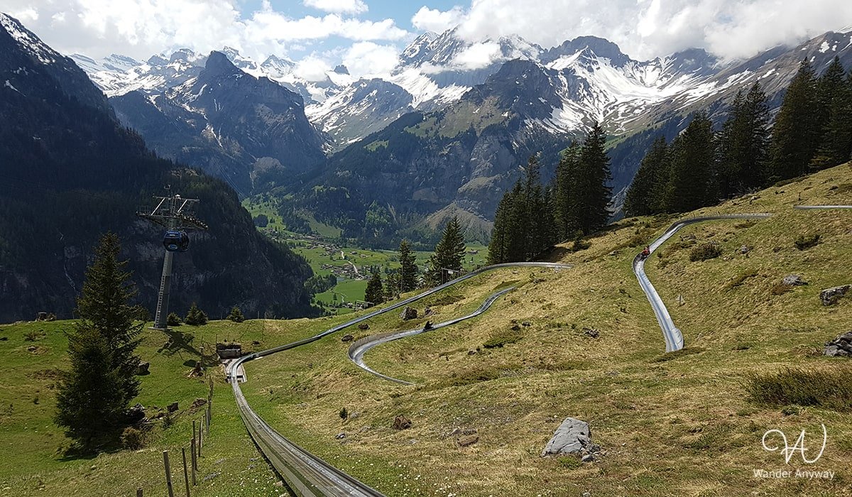 View of the mountain coaster not far from the Oeschinen Lake