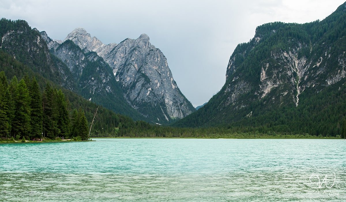 Beautiful lakes in Italy are all over in the Dolomites. This is lake Dobbiaco
