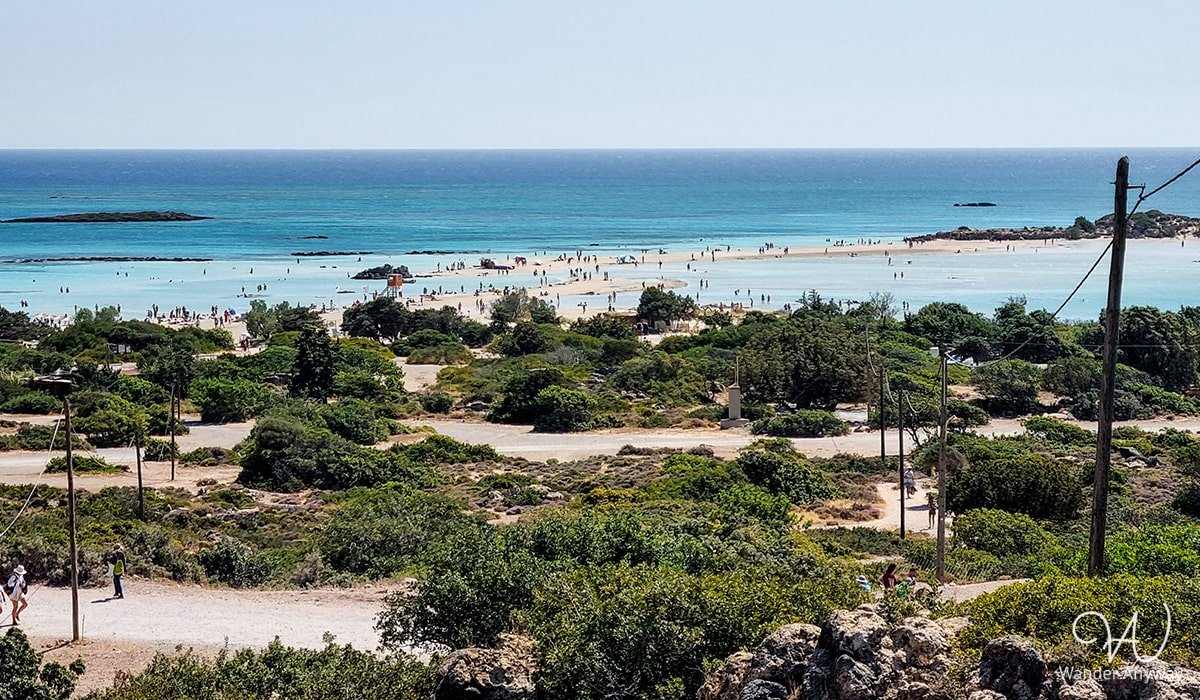 Scenic view of Elafonisi Beach from the hilltop