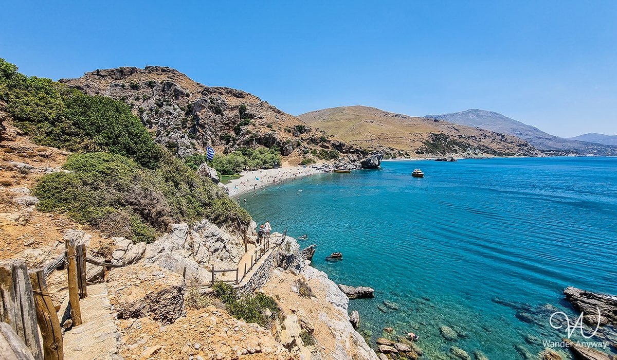 Hiking path with views of Preveli Beach and the Mediterranean
