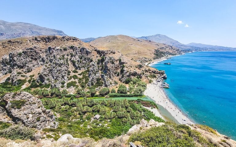 Hiking trail overlooking Preveli Beach in Crete