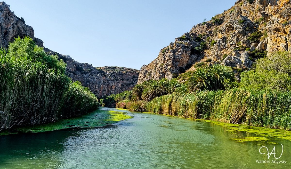 Exploring the river mouth at Preveli Beach, Greece