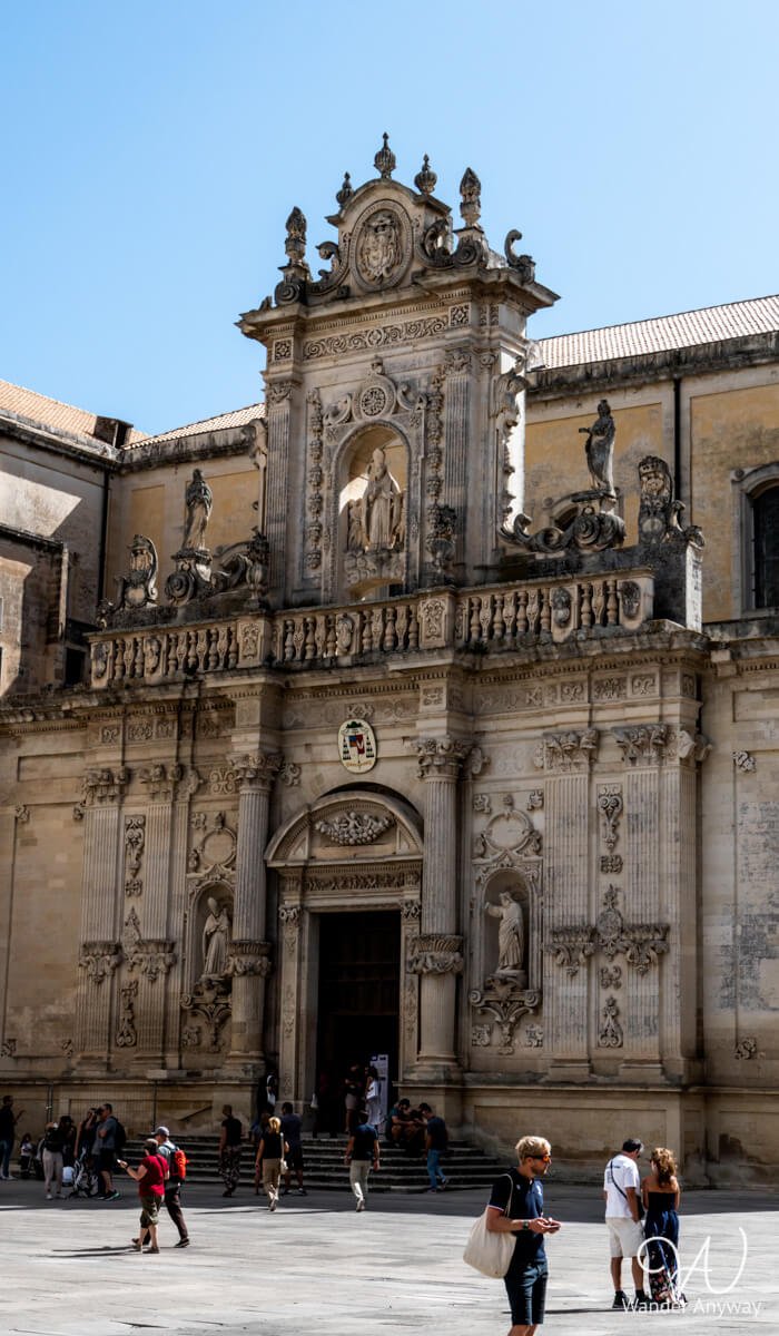 The magnificent Lecce Cathedral, showcasing elaborate Baroque architecture and religious heritage in the heart of the city.