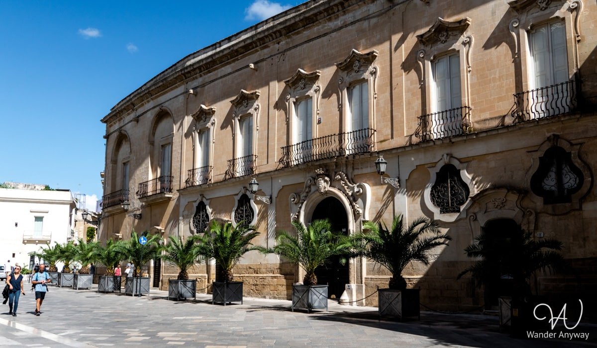 Palazzo Guarini in Lecce, an exquisite historic palace featuring ornate architecture and intricate details.