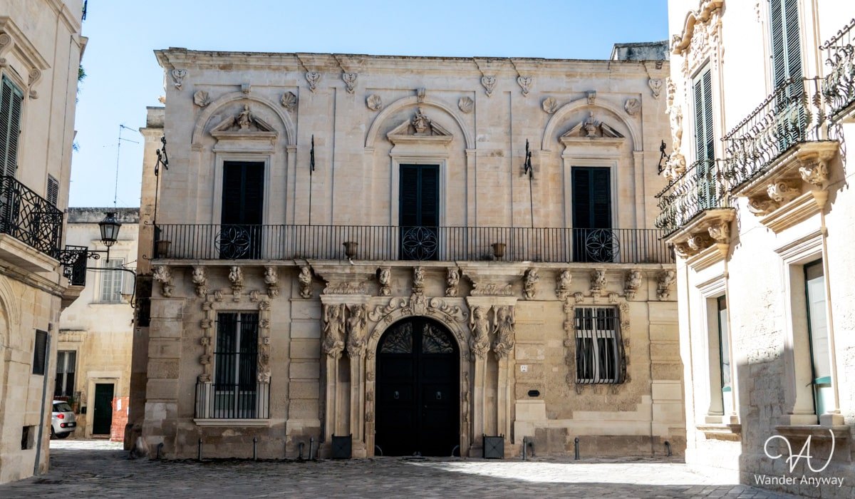 The beautifully detailed Palazzo Marrese, a fine example of aristocratic architecture in Lecce’s historic center.