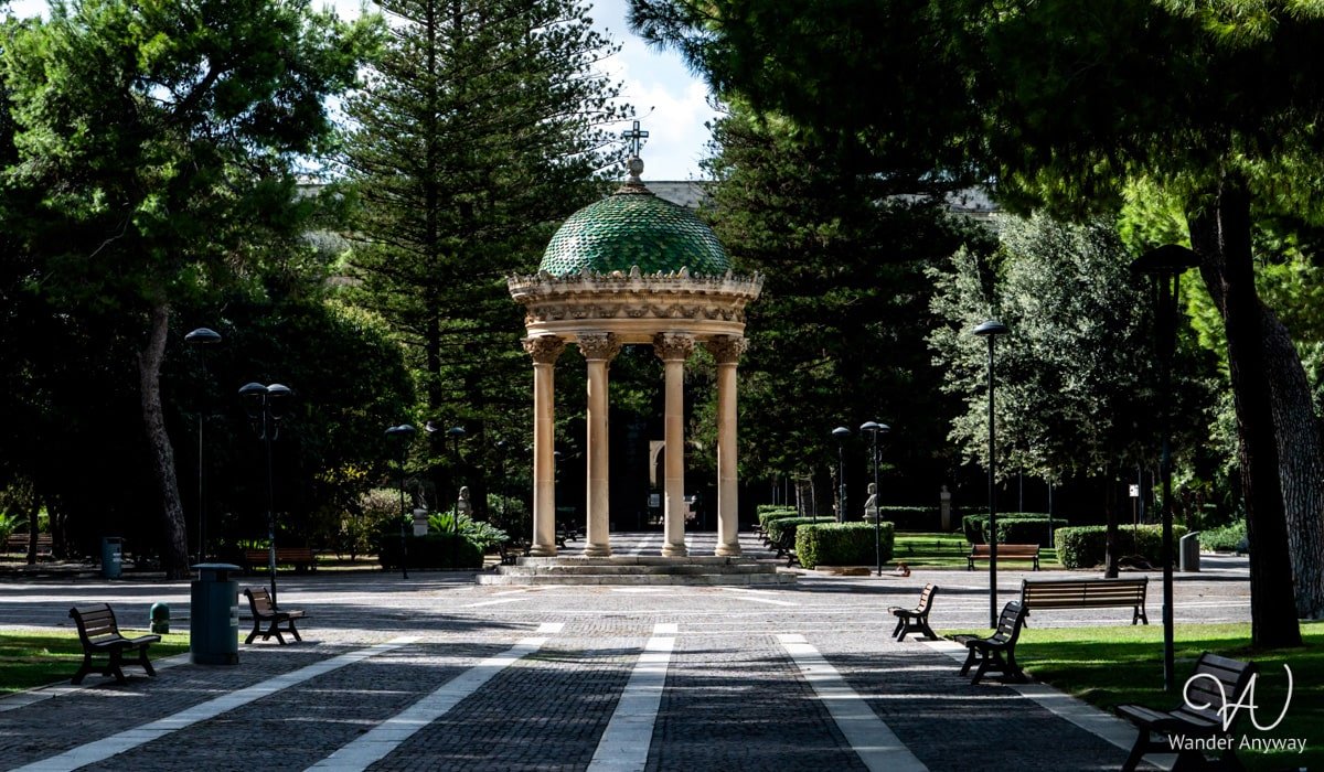 Giardini Pubblici Giuseppe Garibaldi, a quiet green oasis near Porta Napoli perfect for a peaceful retreat in Lecce.
