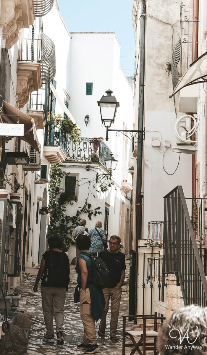Winding alleys and whitewashed buildings in Otranto’s charming historic center.