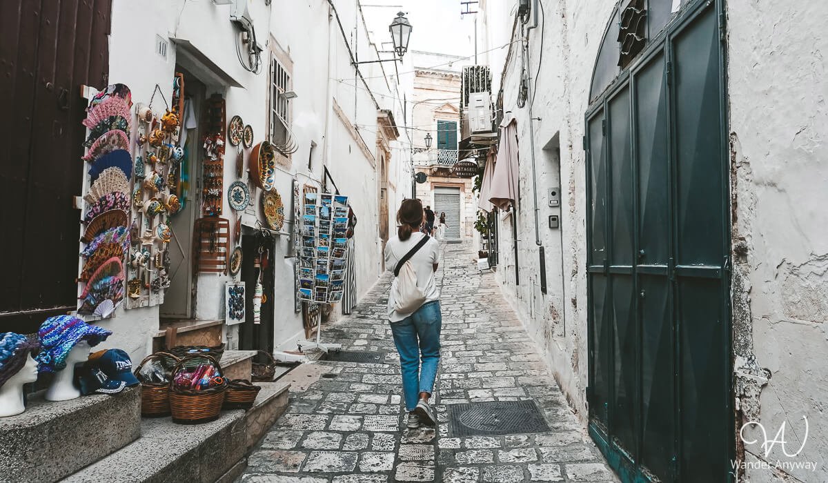 Traditional artisan shops in Ostuni, showcasing Puglian craftsmanship