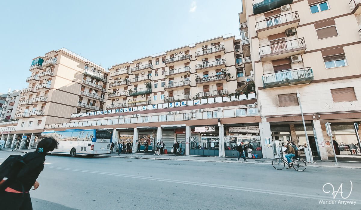Bus station in Bari which goes to Alberobello