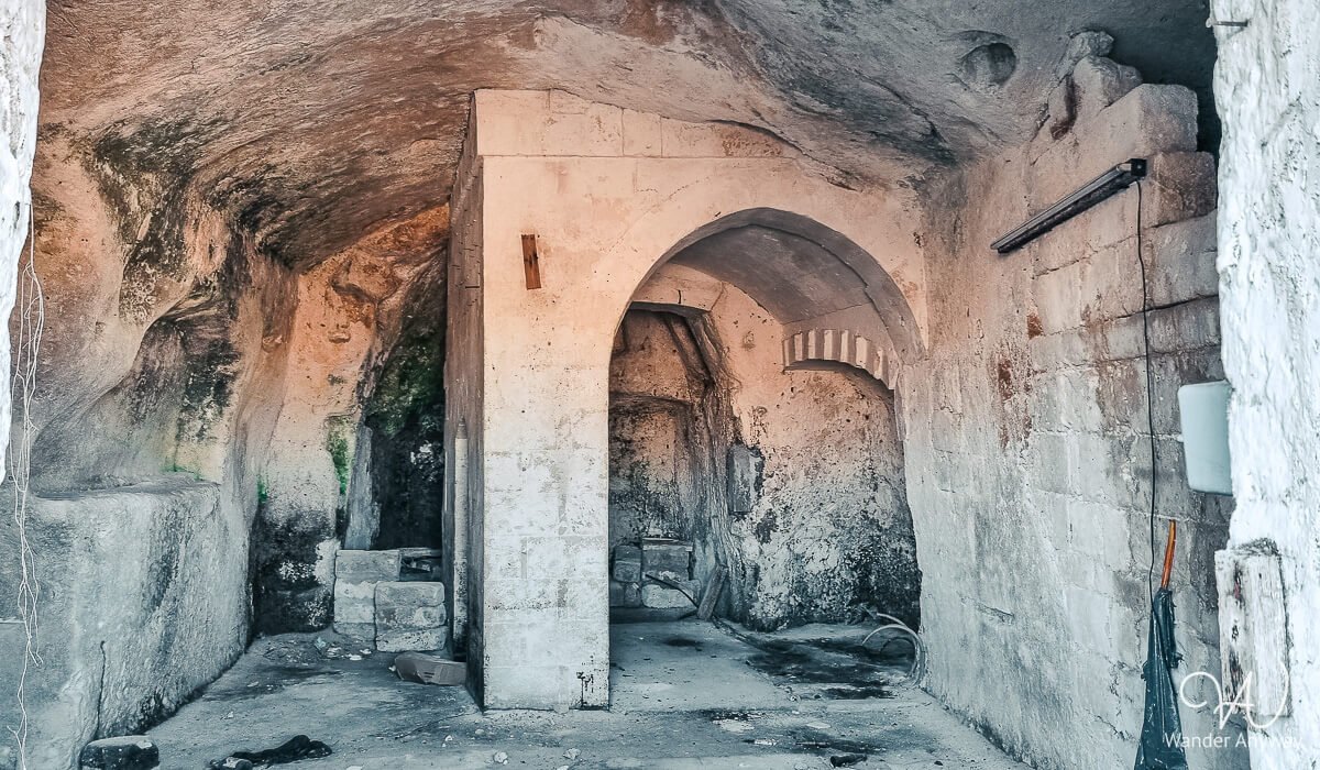 Abandoned cave dwellings on the outskirts of Matera’s old town