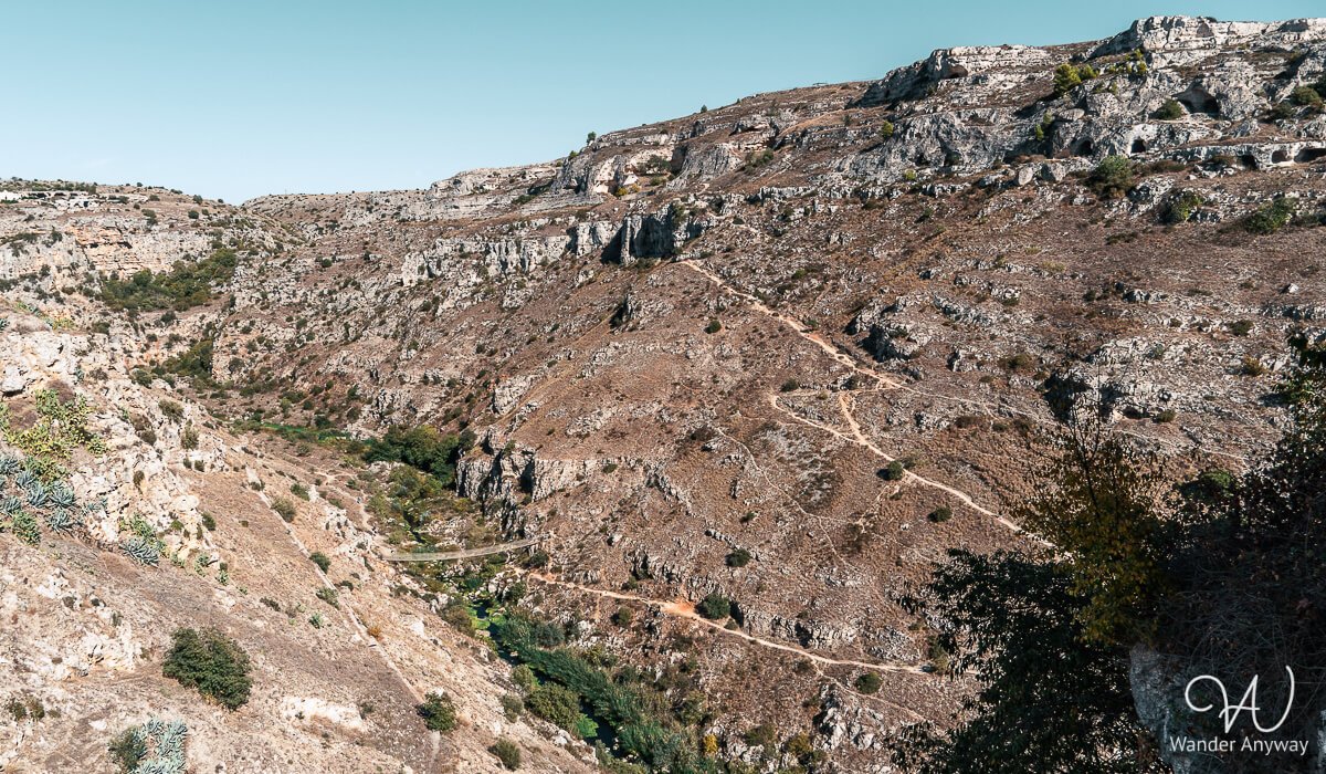 The hiking path to Belvedere Murgia Timone viewpoint in Matera.