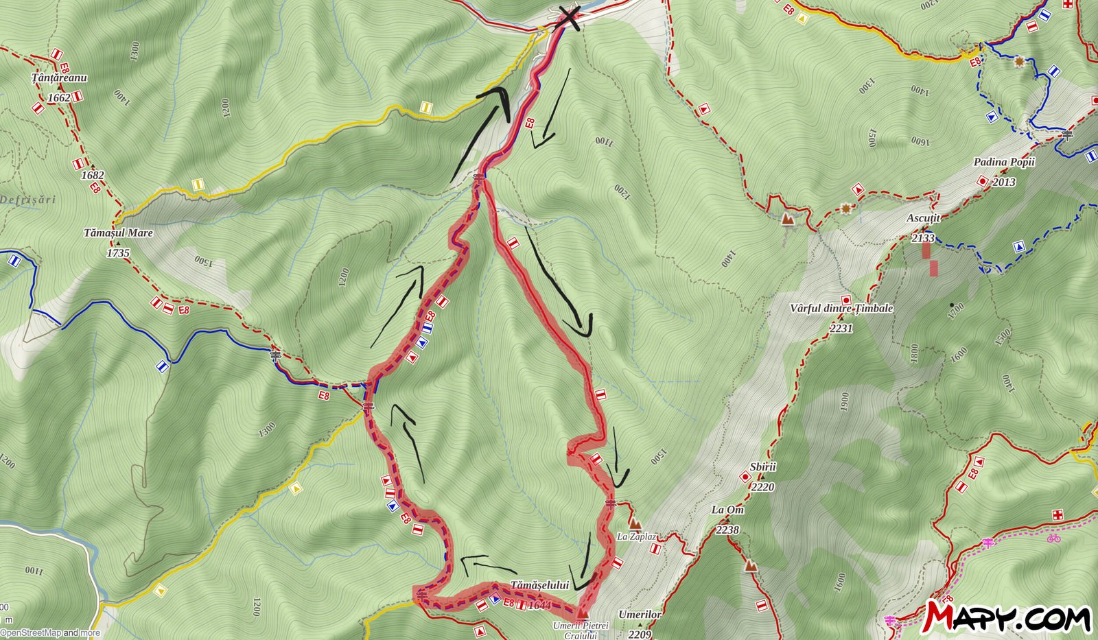 Piatra Craiului Loop Hike Map